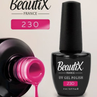 BeautiX плотнопигментированный гель лак для ногтей с малиново-розовым ярким оттенком 230, 8 мл