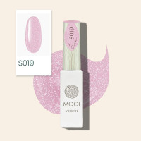 Гель лак для ногтей MOOI vegan Gel Nail Polish UV/LED S019 покрытие для маникюра и педикюра светоотражающий с шиммером холодно розовый 8 мл