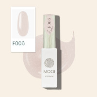 Гель лак для ногтей MOOI vegan Gel Nail Polish UV/LED F006 покрытие для маникюра и педикюра светоотражающий с шиммером прозрачный бежевый 8 мл
