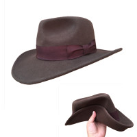 Коричневые Мягкие ковбойские фетровые шляпы Indiana Jones Outback Hat-пропосылка