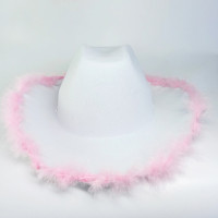 Роскошная ковбойская шляпа с пушистыми краями и широкими полями, розовая шляпа Cowgirl, подходит ко всему для игр на Марди Гра