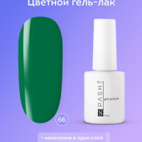 PASHE Цветной гель лак №066 - "Изумрудный лес", (9 мл), зеленый для ногтей