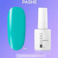 PASHE Цветной гель лак №069 - "Тропический бирюзовый", (9 мл) для ногтей зеленый