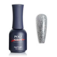 POLISHOT,  Цветной Гель-лак ,лак,шеллак для ногтей,для маникюра ,для педикюра, Серебрянный экстаз ,10 мл