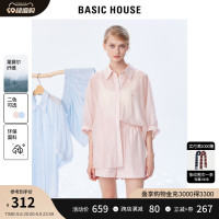 Basic House/百家好天絲短袖襯衫女設計感2023夏季短褲兩件套套裝