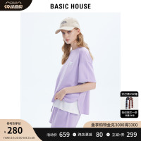 Basic House/百家好拼接短袖T恤2023夏季新款休閒短褲兩件套套裝