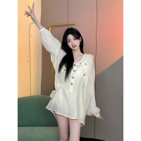 奶系穿搭夏天防曬服套裝女夏季款小個子茶系活潑俏皮防曬衫兩件套