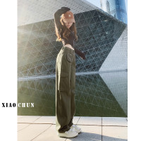 美式復古工裝牛仔褲女2023夏季新款寬鬆顯瘦加長闊腿直筒休閒褲子