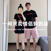 不一樣的情侶裝夏裝新款網紅ins字母T恤洋裝套裝設計感一裙一衣