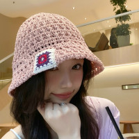 Панама женская вязаная с цветочным рисунком, козырек от солнца для путешествий, рыбаков, шапка для прогулок, весна-лето