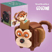 2022 г., креативность в городе, Двенадцать китайских знаков зодиака, милые животные, обезьяна, змея, овечка, свинья, строительные блоки, кирпичи, детские игрушки