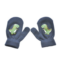 Теплые детские перчатки с мультяшным динозавром, зимние перчатки для детей, детские перчатки с пальцами, теплые уличные детские варежки