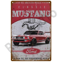 Ford Mustang, ретро, декоративный дом, фотообои, жестяной знак, винтажный постер, Декор стены, фотообои