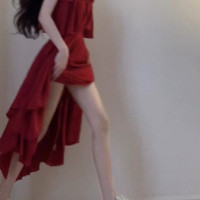 法式高級感不規則紅色短款上衣+半身套裝裙女夏季新款洋裝超仙