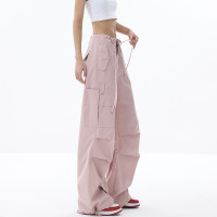 KEN STUDIO早秋2023新款工裝褲女褶皺收腰顯瘦設計休閒寬褲褲子