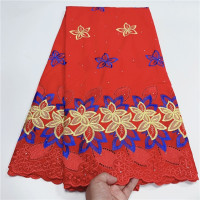 5 ярдов, африканская швейцарская вуаль, кружевная ткань, вышивка, кружевная отделка, высокое качество, африканская сухая 100% хлопчатобумажная кружевная ткань для свадьбы KL1122