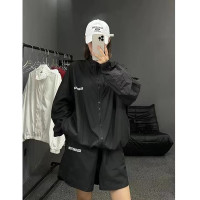 夏季戶外情侶遮陽服套裝高顏值輕薄透氣夾克潮流休閒短款薄外套