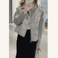 嘉興平湖高級感炸街高端輕奢大牌洋派灰色短版羽絨衣女2023新款冬