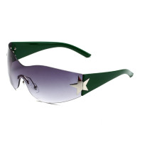 Солнцезащитные очки без оправы Y2K для мужчин и женщин, модные слитные солнечные очки большого размера с запахом, в стиле панк, спортивные солнечные очки с защитой от ультрафиолета