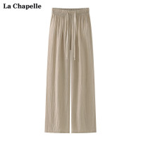 拉夏貝爾/La Chapelle夏壓褶鬆緊抽繩休閒褲女闊腿褲涼涼褲山本褲