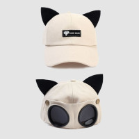 Бейсболка-Авиатор в американском стиле, солнцезащитные очки, шапки двойного назначения с милыми кошачьими ушками для мужчин и женщин, уличная Кепка унисекс с солнцезащитным козырьком