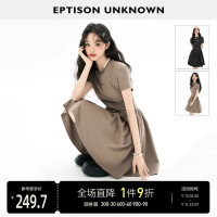 EPTISON短袖洋裝女2023夏季新款法式高級小眾設計感氣質長裙子