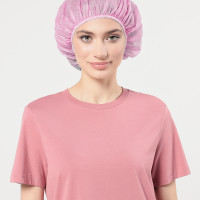 Шапочка-берет (Розовая) Комфорт одноразовая, диаметр 48 см (50 штук в упаковке) 