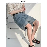 DAZO 夏季牛仔短褲男寬鬆直筒五分褲潮牌ins韓版潮流百搭休閒中褲