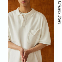 Crissrex Store NGOARMY 鈕釦口袋短袖Polo衫基礎寬鬆男女Cityboy