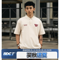 BDCT 美式簡約字母印花POLO衫男 夏季學院風寬鬆休閒情侶短袖