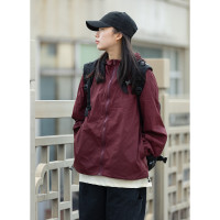 Focos日系復古情侶寬鬆字母UPF50+戶外防曬衣薄外套夏防曬服男女