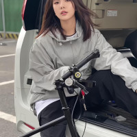 美式薄款防曬衣女2023新款寬鬆衝鋒衣速乾皮膚衣防水戶外夏季外套