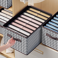 新款千鸟纹衣物收纳盒分层整理内衣内裤可折叠抽取式衣柜收纳神器