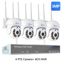 Movols H.265 3MP 5MP HD Беспроводная система видеонаблюдения двухсторонняя аудио Водонепроницаемая PTZ WIFI IP камера безопасности 8CH NVR комплект видеонаблюдения