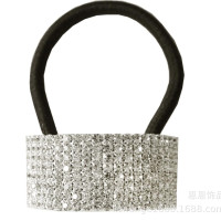 欧美简约自然水钻弹力皮筋头绳 女式镶钻长型头饰发蝇珠宝首饰