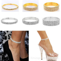 源头工厂1排2排3排4排5排松紧弹力脚链 女式弹力脚饰金银AB色