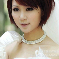 供应时尚欧美镶钻项圈异国情调4排满钻百搭项饰新娘婚纱饰品