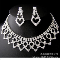 厂家直销热卖欧美时尚镶钻百搭项链爱心满钻新娘婚纱项饰 NE0149