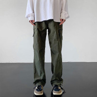 美式復古機能暴雨級防水衝鋒褲男夏季軍綠色高級感工裝褲直筒褲子