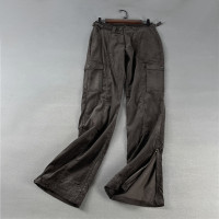 外貿女裝剪標尾貨歐美風大尺碼復古燈芯絨工裝休閒褲寬鬆顯瘦闊腿褲