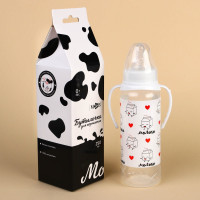 Бутылочка для кормления Mum&Baby "Люблю молоко" 250 мл,с соской, с ручками