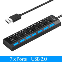 USB 2,0 разветвитель, USB 2,0, 4/7 портов, 30 см