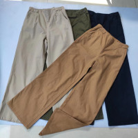 日單新款女式休閒寬鬆百搭棉麻高腰直筒褲子