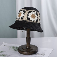 Панама из рафии ручной работы, яркая плетеная пляжная шляпа с квадратными цветами, лето