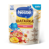 Каша мультизлаковая детская Nestle Шагайка с 1 года, с яблоком гранатом и манго, пшеничными фигурками, молочная, сухая, 190 г