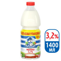 Молоко Простоквашино пастеризованное 3,2% 1400 мл