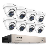 Купольная камера видеонаблюдения ZOSI, 8 каналов, 1080 пикселей, H.265 +, DVR, 8 шт
