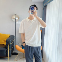 朱渣渣 polo衫男短袖夏季薄款針織純色冰絲t韓版潮流透氣休閒T恤