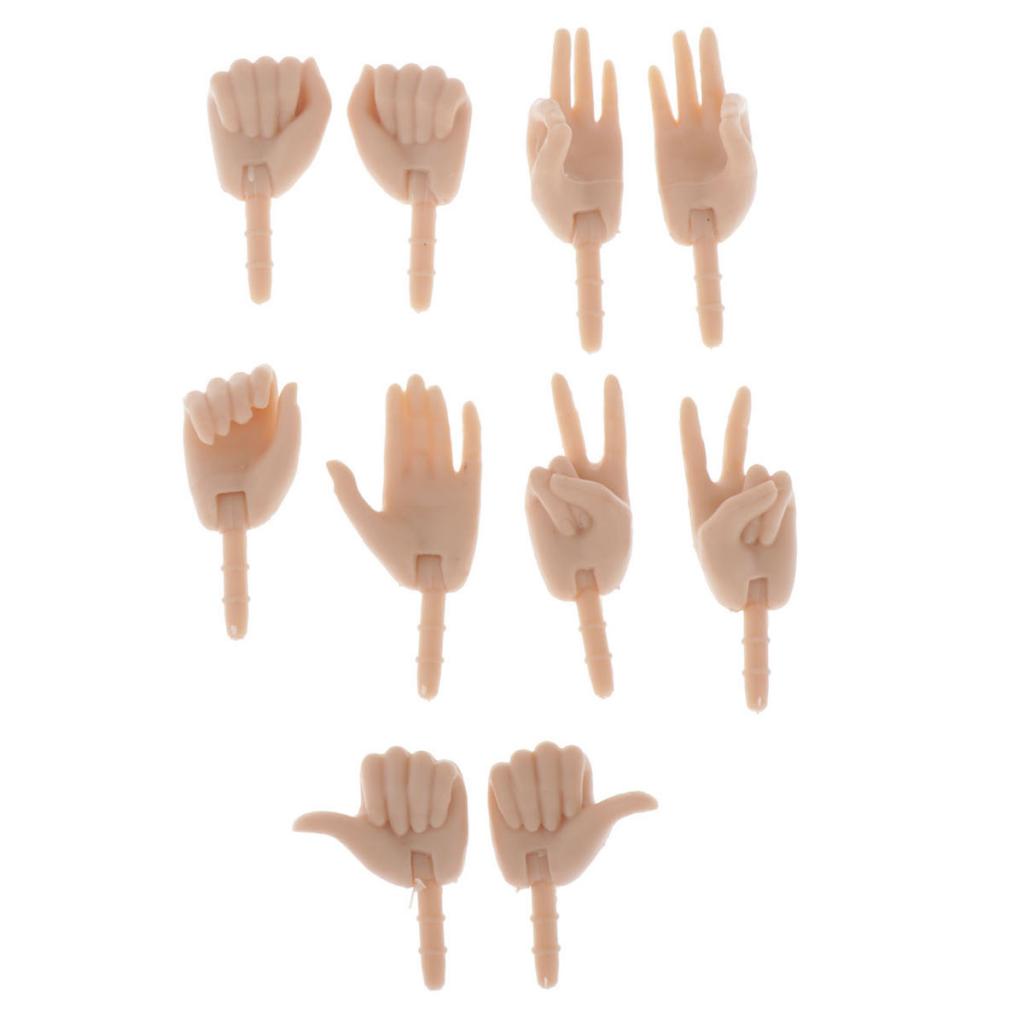 5 Pairs Movable Hands for 1/6 Doll Custom Body Parts Accessory Normal Skin