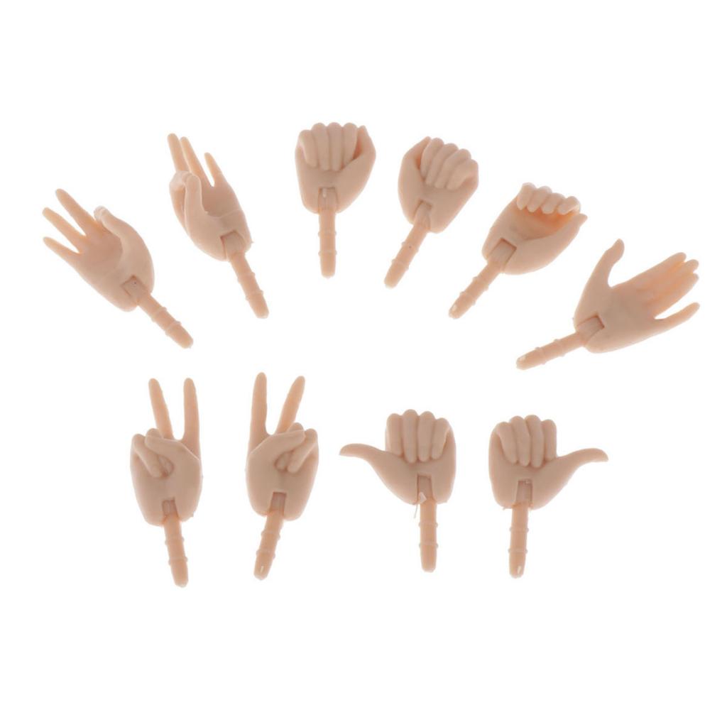 5 Pairs Movable Hands for 1/6 Doll Custom Body Parts Accessory Normal Skin